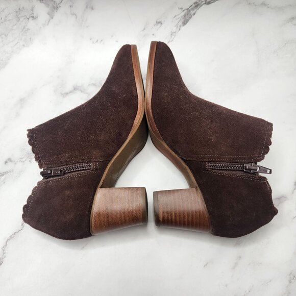 Jack Rogers Marianne Suede Leather Chocolate Brown Ankle Boots Booties Women's 6 - Picture 5 of 11
